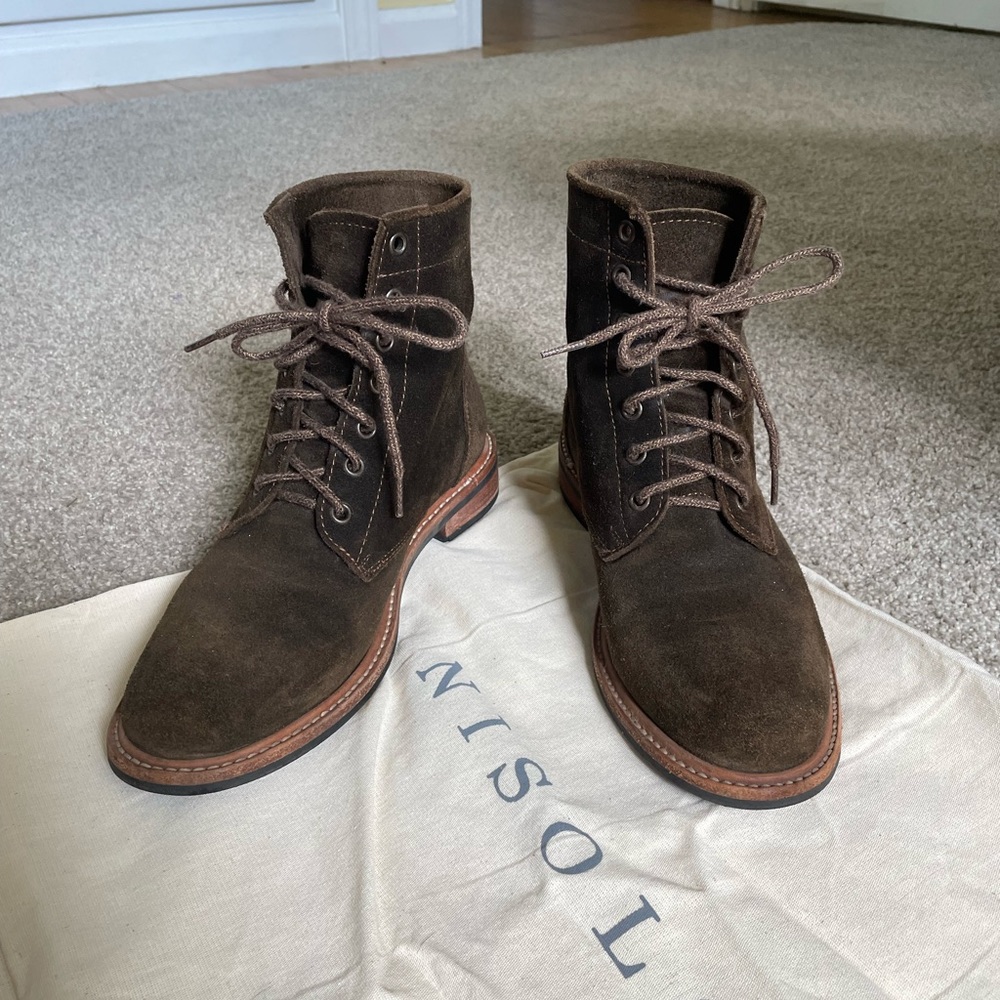 Brushed leather lace up boot by Nisolo